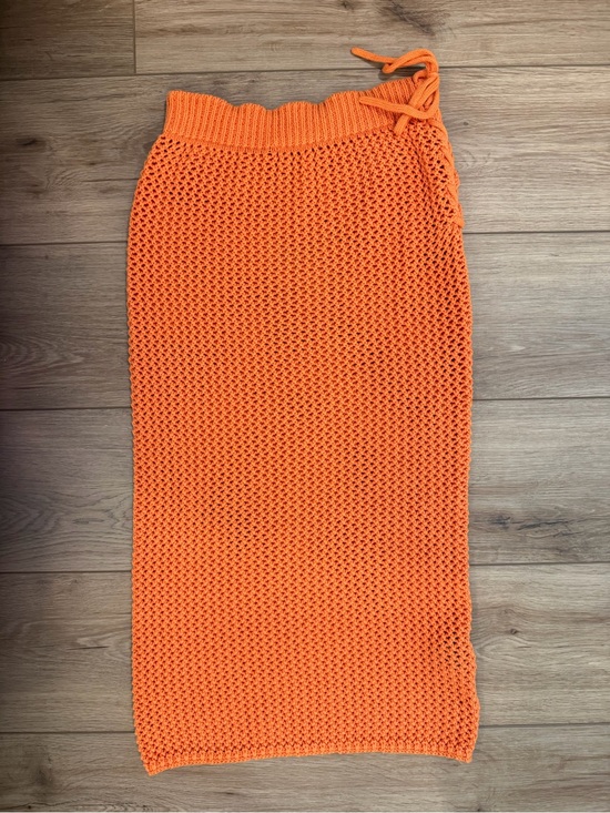 Zara Dresses & Skirts - Zara Bright Orange Crochet Midi Skirt
